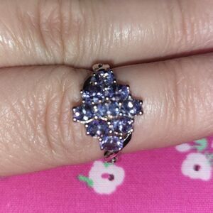 Vintage Sterling Silver Tanzanite Cluster Ring
